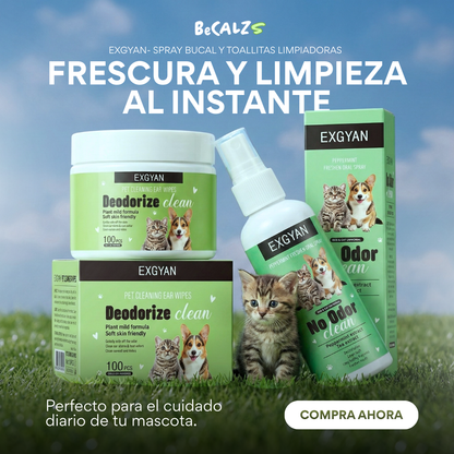 Combo de Limpieza para Mascota - Spray Bucal y Toallitas Limpiadoras  Exgyan 😱50% DE DESCUENTO😱