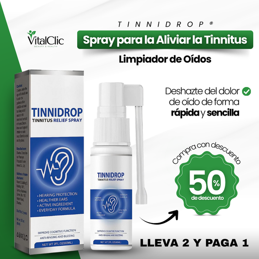 TinniDrop™ - Spray para la Aliviar la Tinnitus y Limpiador de Oidos 😱LLEVA 2 Y PAGA 1😱